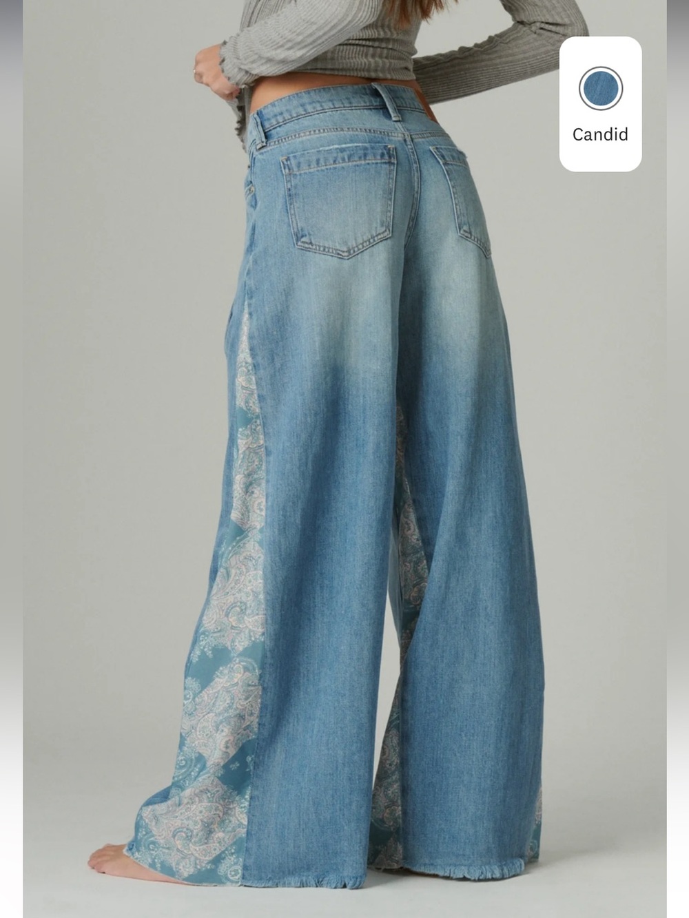 Lucky Brand Denim Laura Ashley Palazzo Wide Leg Jeans Candid Wash - Picture 3 of 13